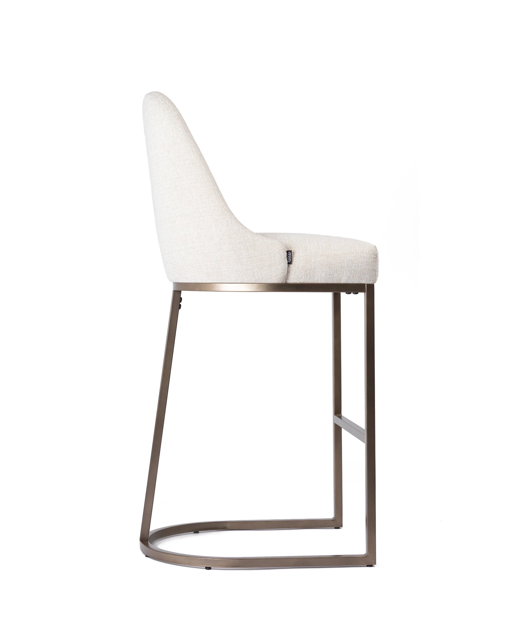 PRE ORDER - Luxe Barkruk Beige Linnen - Brons Poot