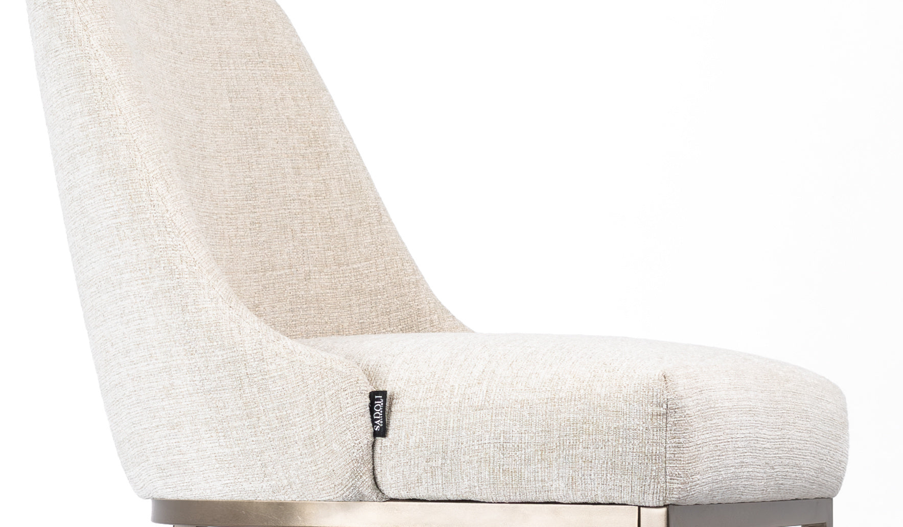 PRE ORDER - Luxe Barkruk Beige Linnen - Brons Poot