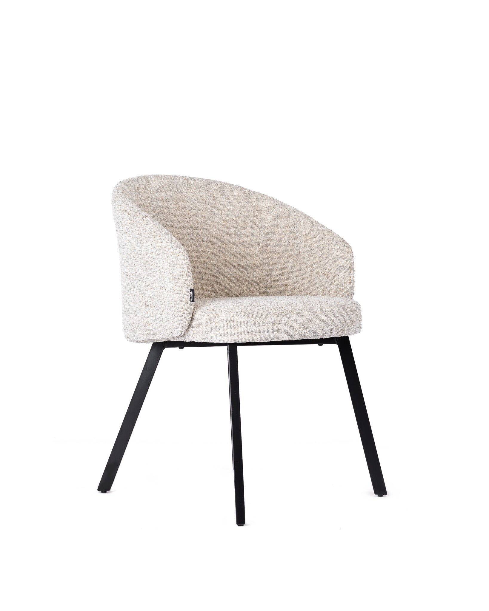Chaise de salle à manger Beige Blanc - Pieds Noirs