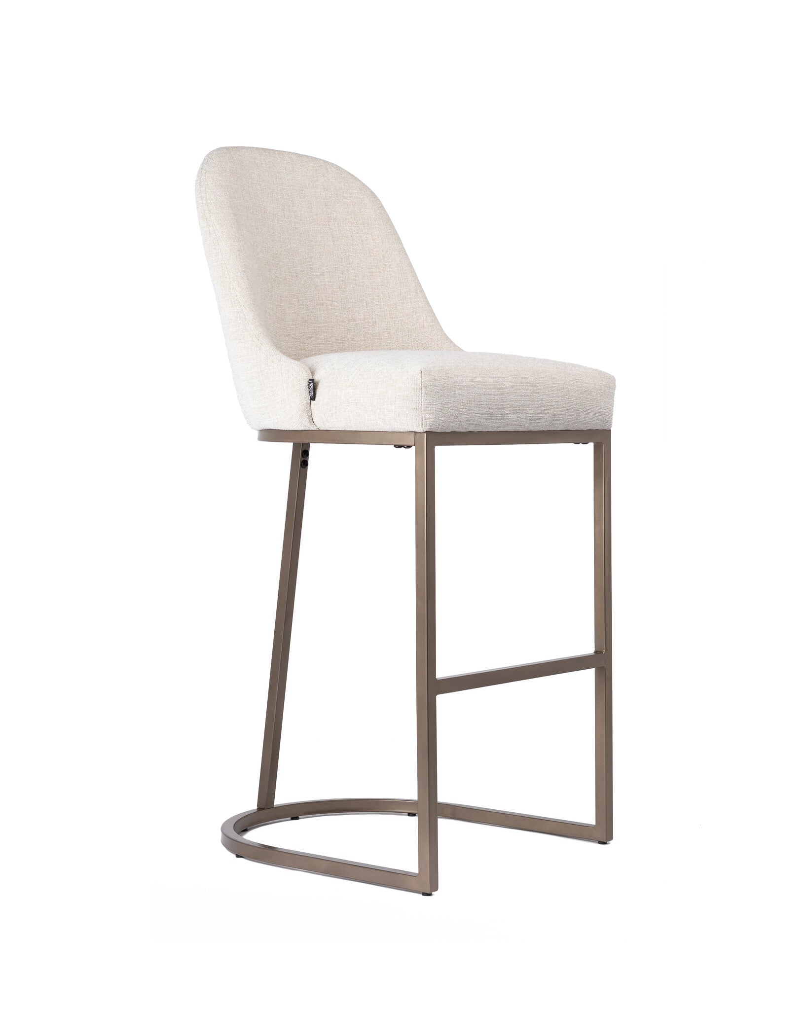 PRE ORDER - Luxe Barkruk Beige Linnen - Brons Poot